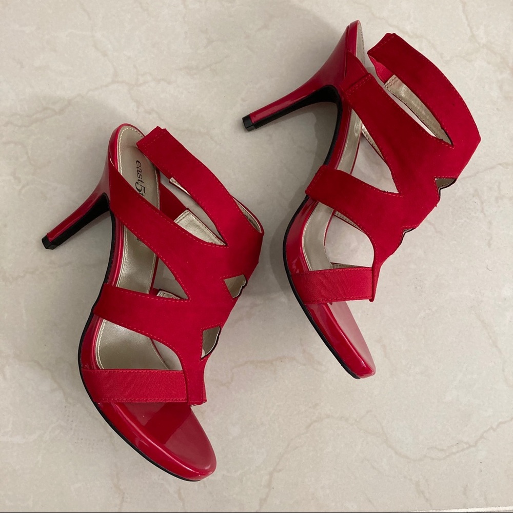 East 5th Red Faux Suede High Heel Sandals size 9.5